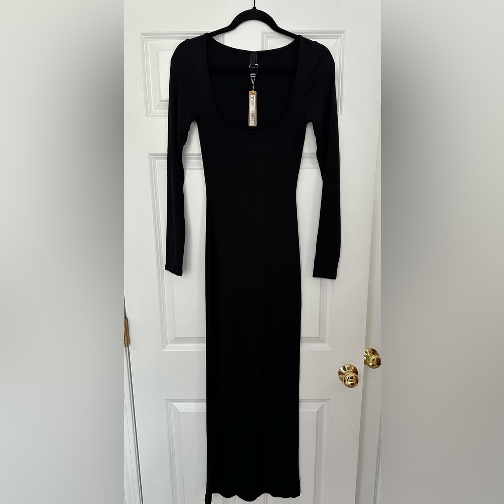 SKIMS Soft Lounge Long Sleeve Dress | Black